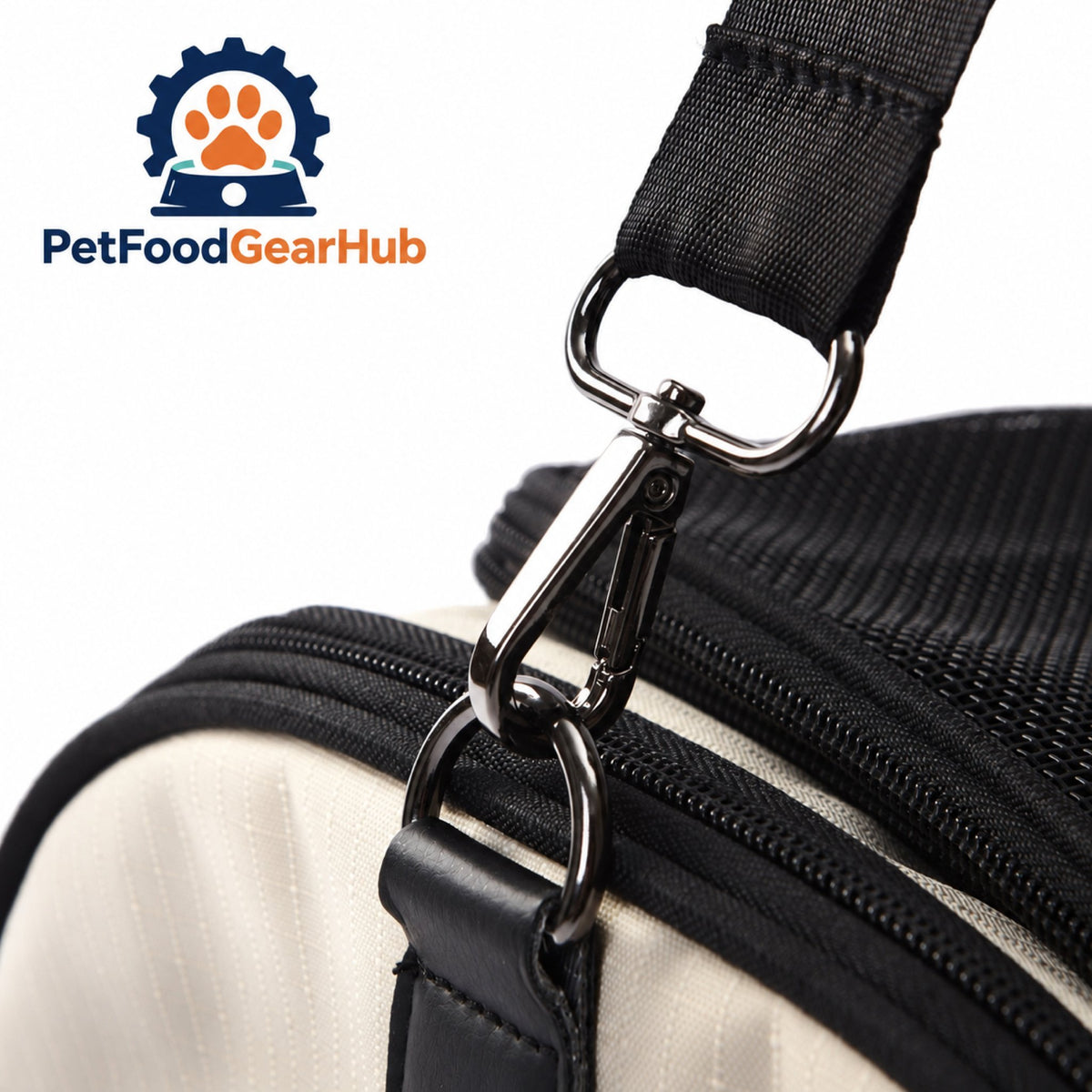 PetFoodGearHub Soft-Sided Cat Carrier with Mesh Panels - Metal clip detail