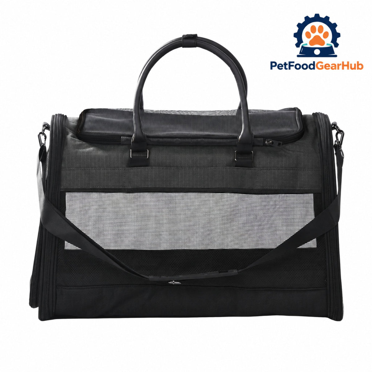 PetFoodGearHub Soft-Sided Cat Carrier with Mesh Panels - Black carrier