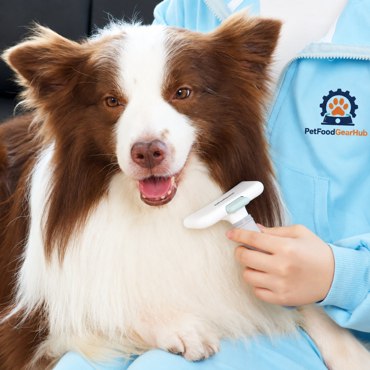 PetFoodGearHub Curved Self-Cleaning Pet Deshedding Brush - Brushing a dog