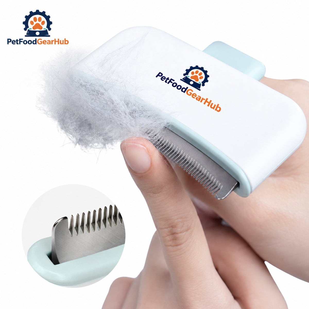PetFoodGearHub Curved Self-Cleaning Pet Deshedding Brush - Brush teeth detail