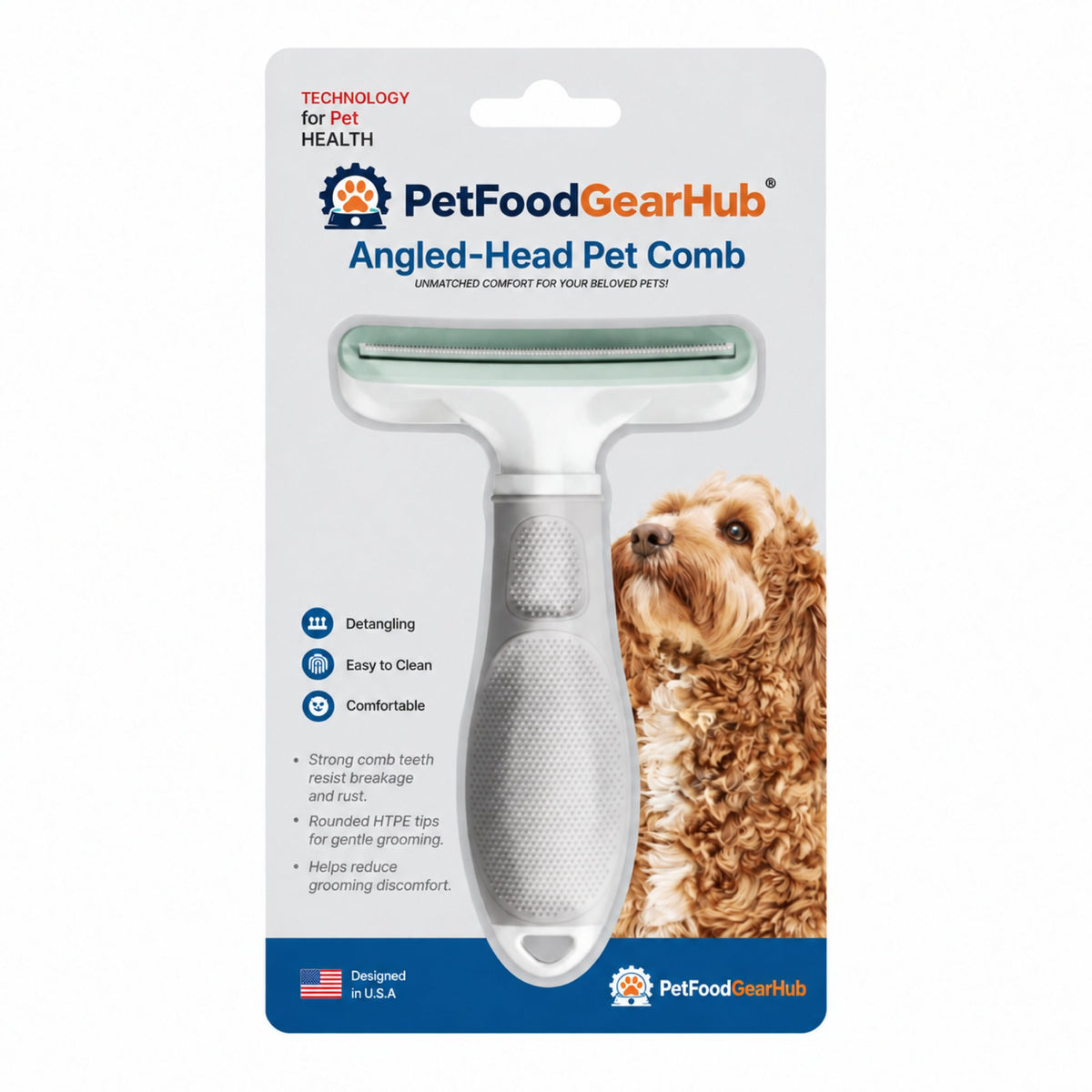 PetFoodGearHub Curved Self-Cleaning Pet Deshedding Brush - Brush packaging