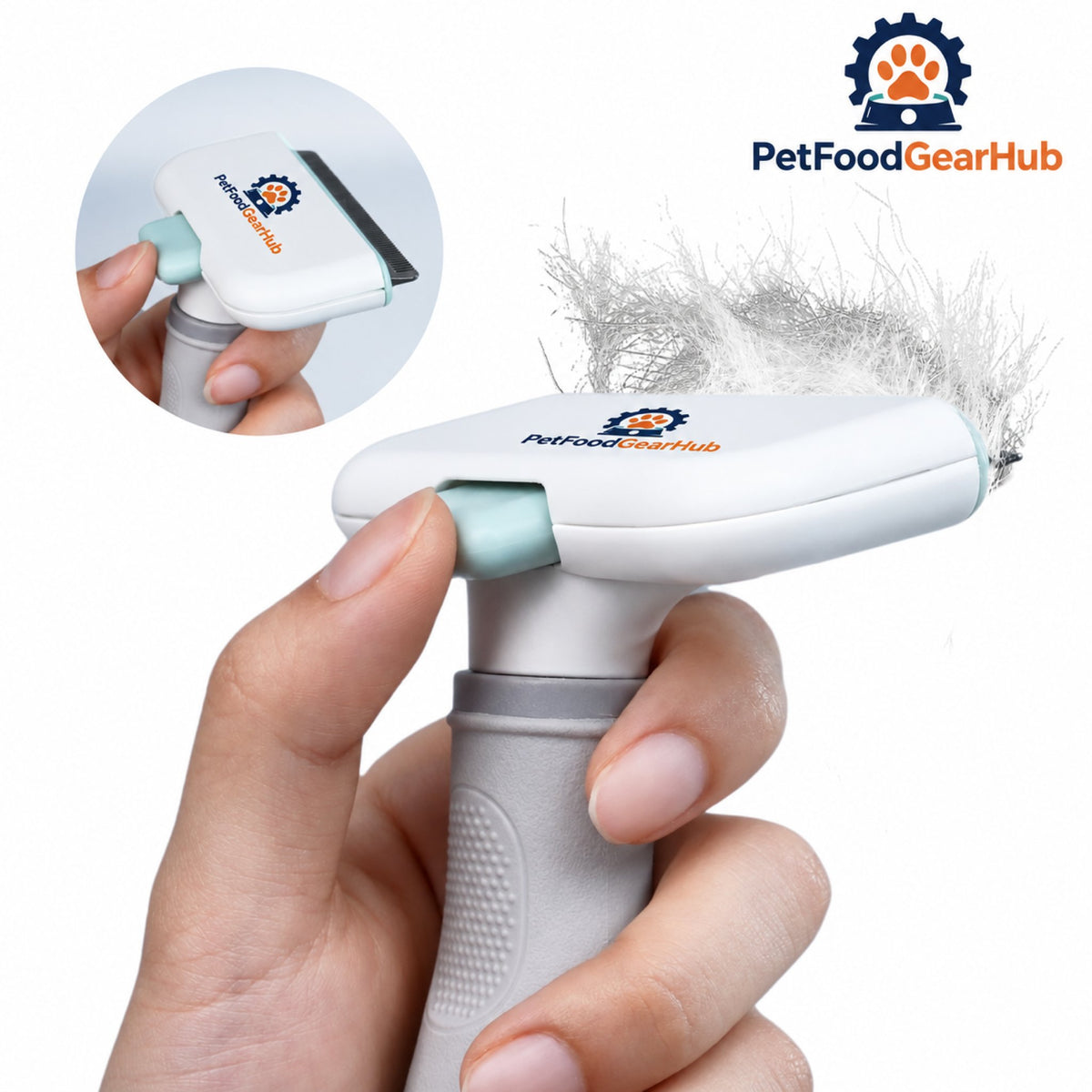 PetFoodGearHub Straight Self-Cleaning Pet Deshedding Brush - Hair release button