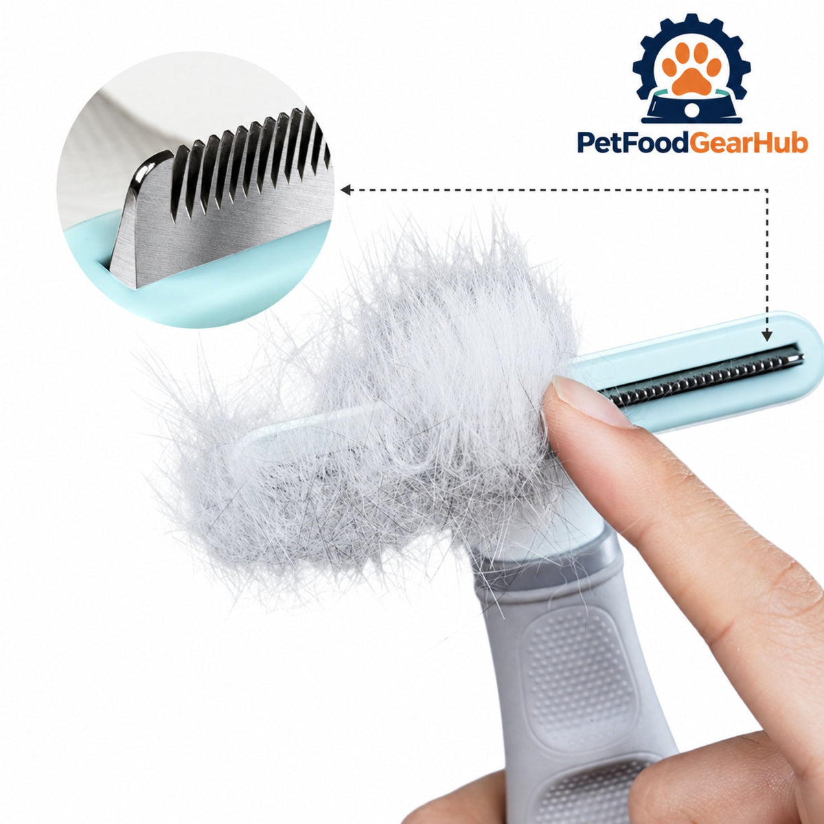 PetFoodGearHub Straight Self-Cleaning Pet Deshedding Brush - Brush teeth detail