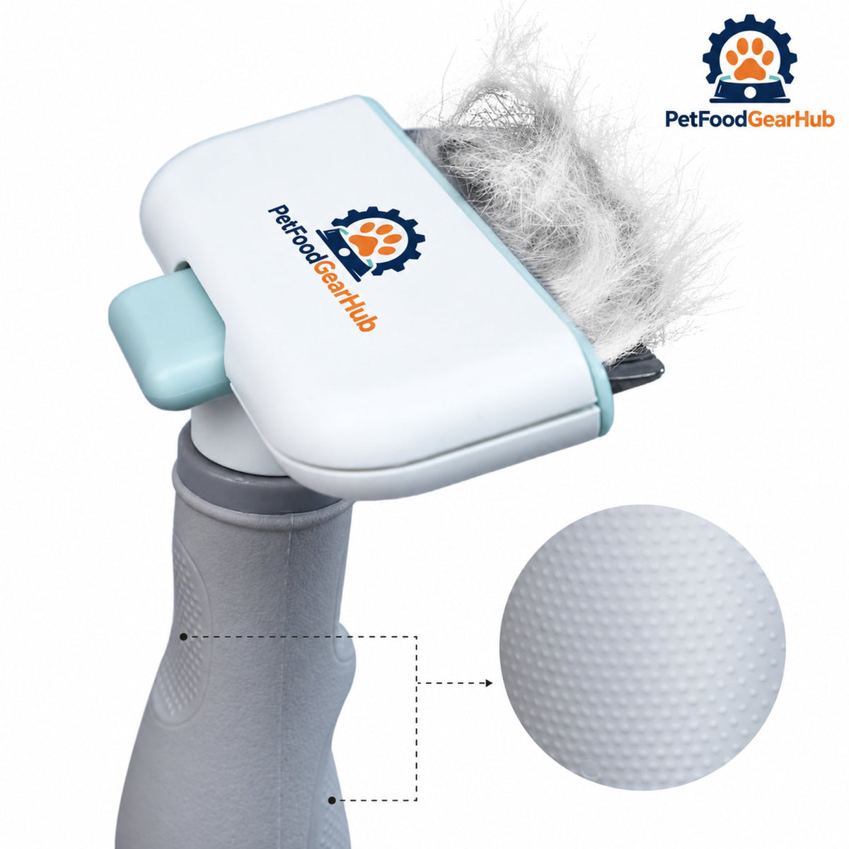 PetFoodGearHub Straight Self-Cleaning Pet Deshedding Brush - Handle grip