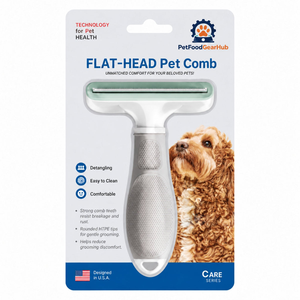 PetFoodGearHub Straight Self-Cleaning Pet Deshedding Brush - Brush packaging