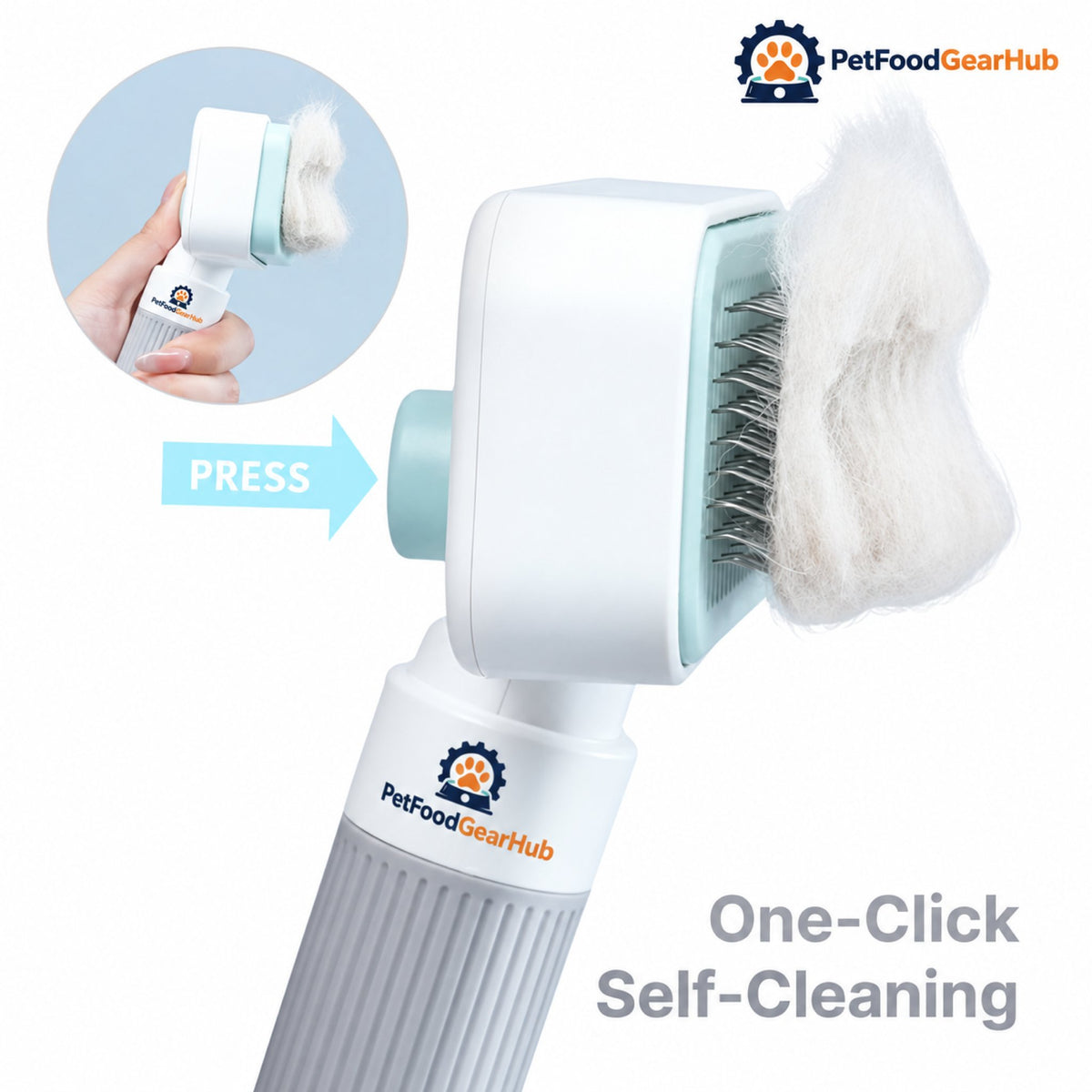 PetFoodGearHub Self-Cleaning Pet Grooming Brush Set - Slicker brush hair release button
