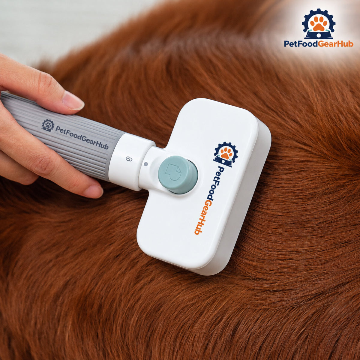 PetFoodGearHub Self-Cleaning Pet Grooming Brush Set - Grooming a dog