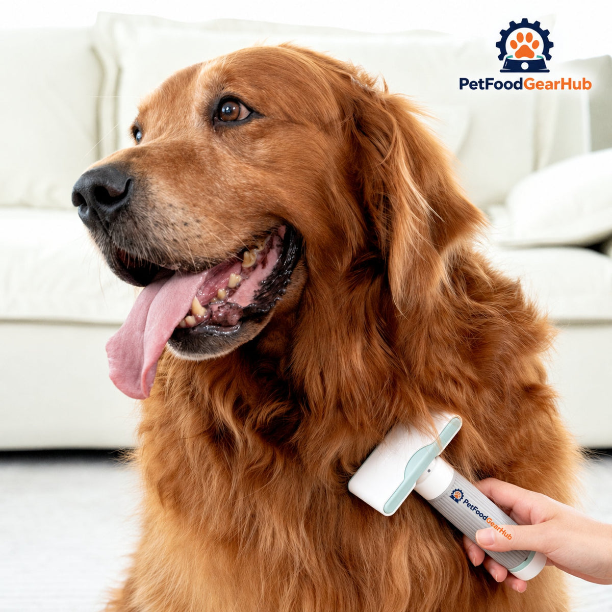 PetFoodGearHub Self-Cleaning Pet Grooming Brush Set - Deshedding a dog