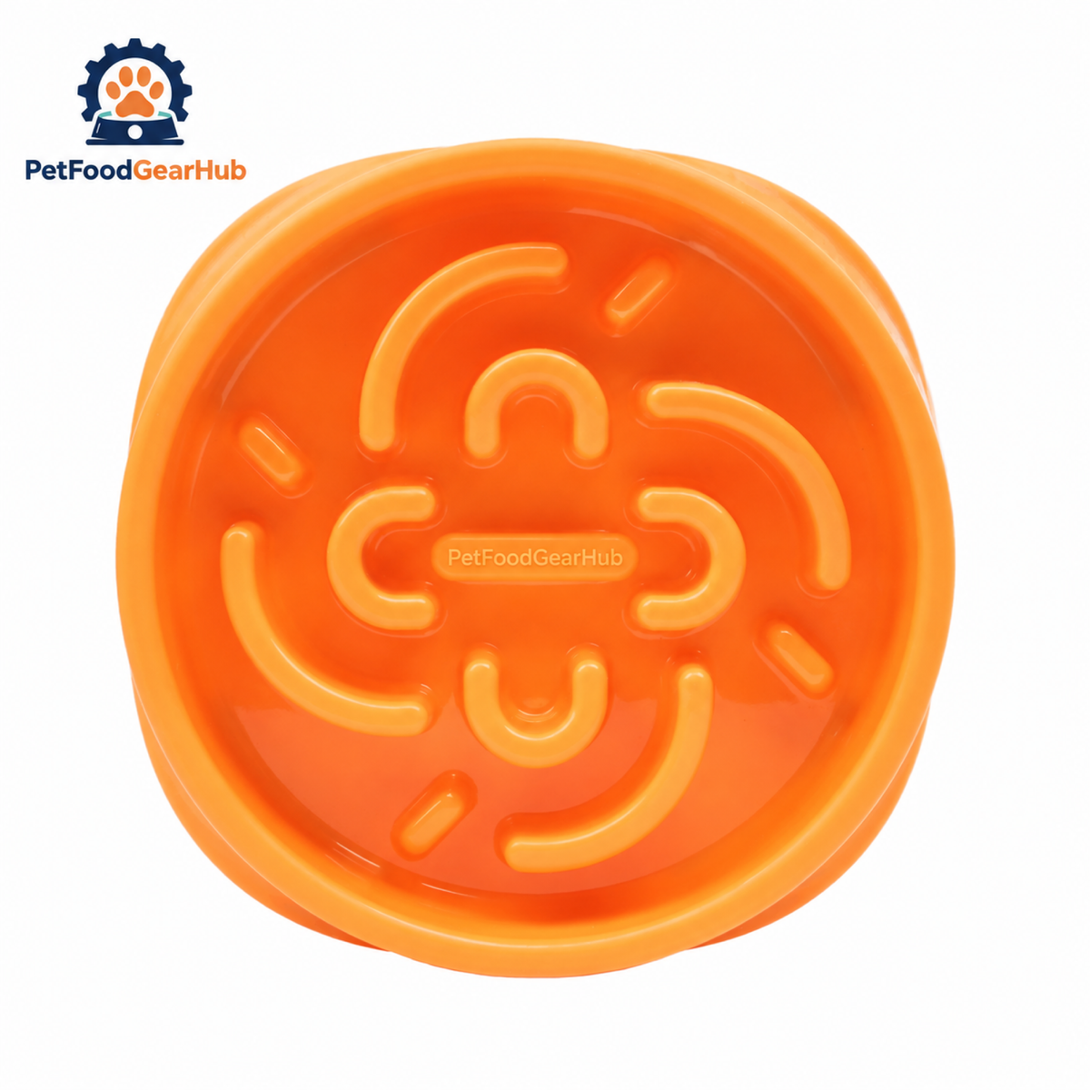 PetFoodGearHub Nonslip Slow Feeder Dog Bowl - Orange slow feeder