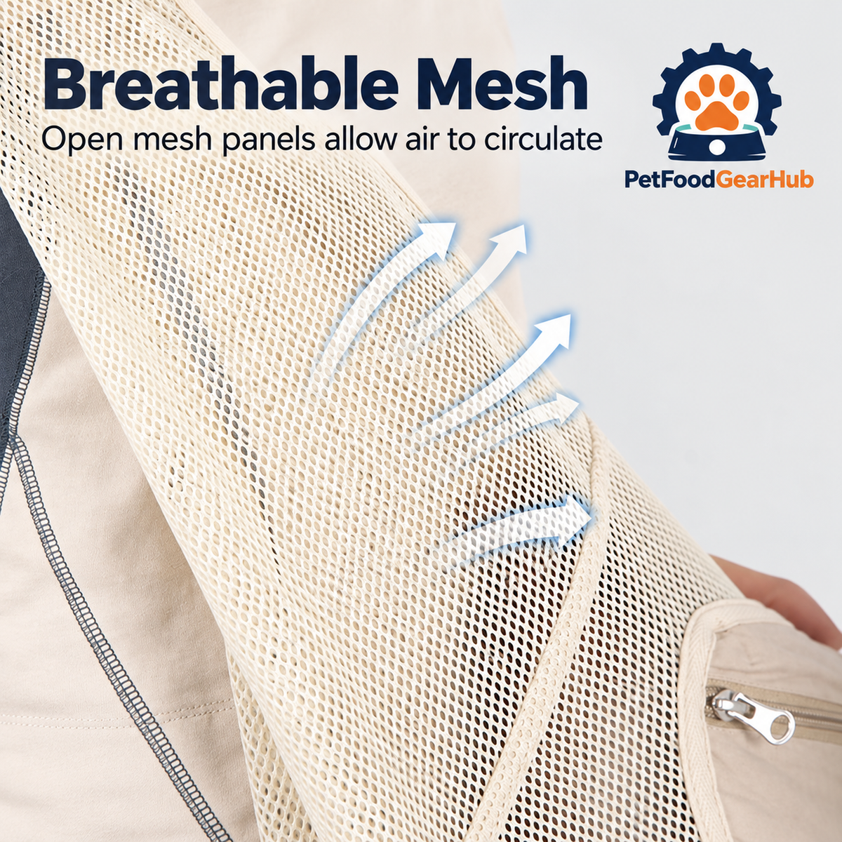 PetFoodGearHub Breathable Mesh Pet Sling - Milk Tea Brown - Breathable Mesh Open mesh panels allow air to circulate