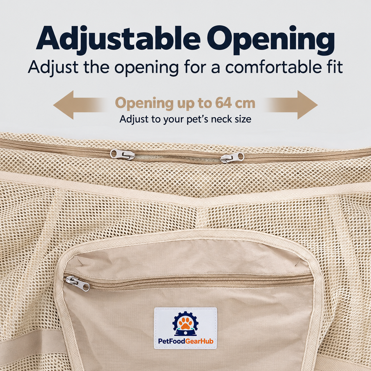 PetFoodGearHub Breathable Mesh Pet Sling - Milk Tea Brown - Adjustable Opening Adjust the opening for a comfortable fit