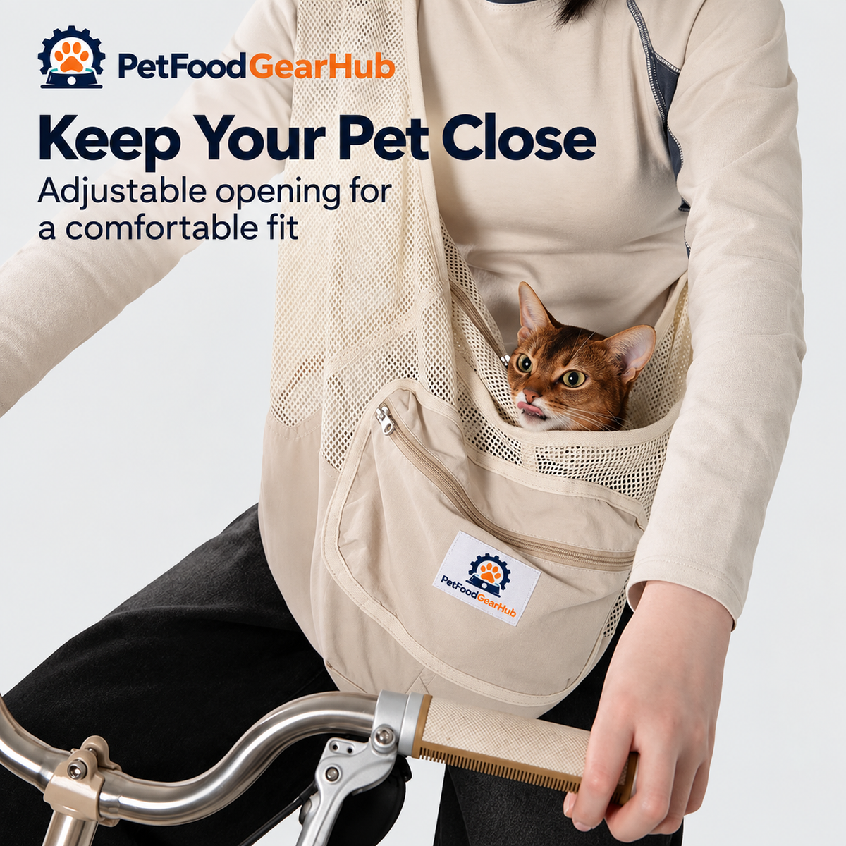 PetFoodGearHub Breathable Mesh Pet Sling - Adjustable opening and close carry