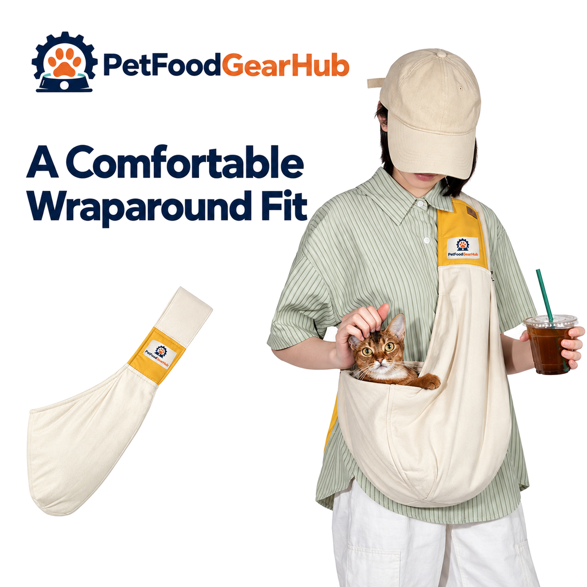 PetFoodGearHub Cotton Pet Sling - Pear Yellow - A Comfortable Wraparound Fit