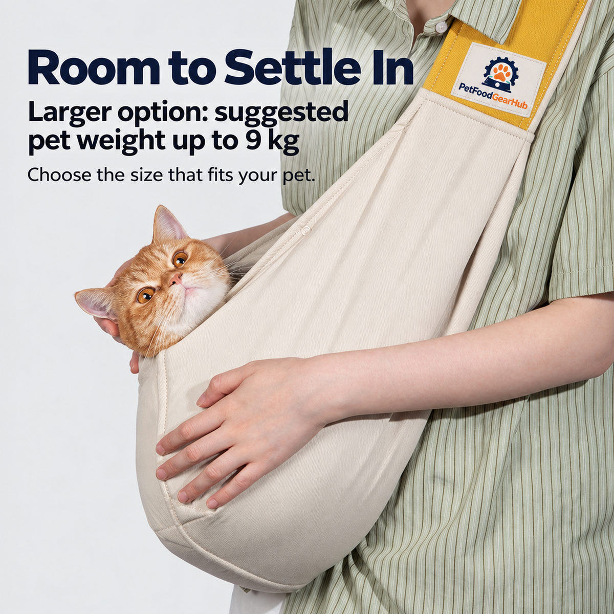 PetFoodGearHub Cotton Pet Sling - Larger pet sling option for pets up to 9 kg