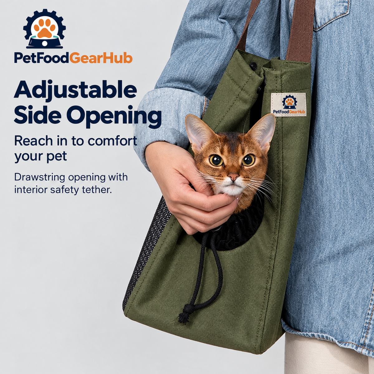 PetFoodGearHub Two-Tone Pet Tote Carrier - Adjustable Side Opening