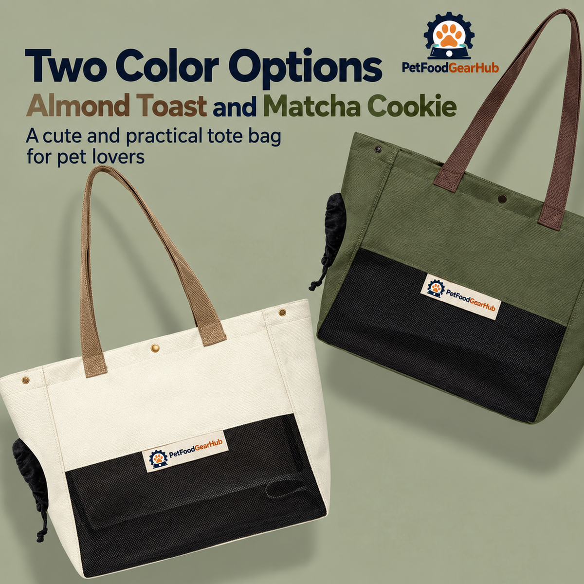 PetFoodGearHub Two-Tone Pet Tote Carrier - Almond Toast and Matcha Cookie color options