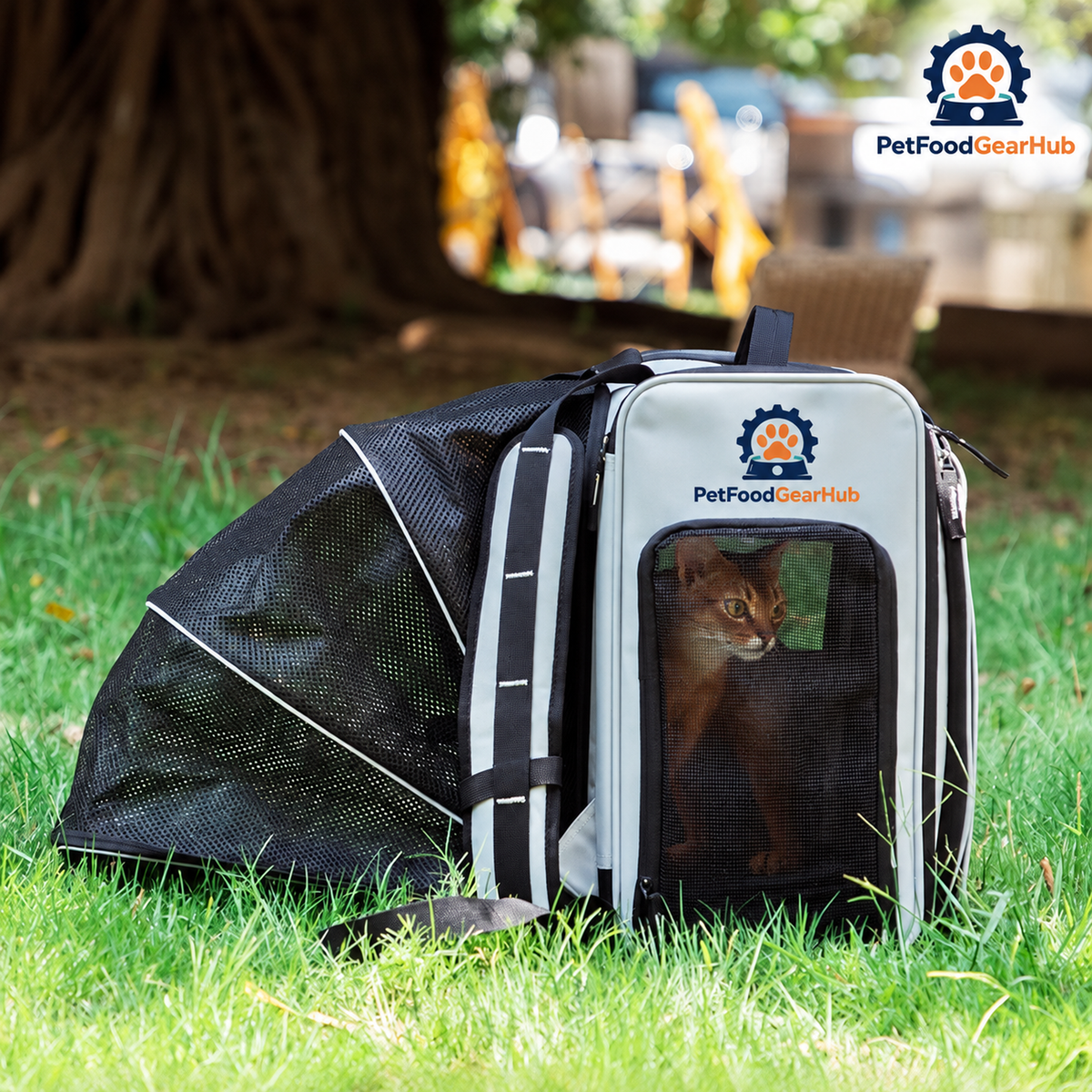 PetFoodGearHub Expandable Pet Backpack with Mesh Tent - product view