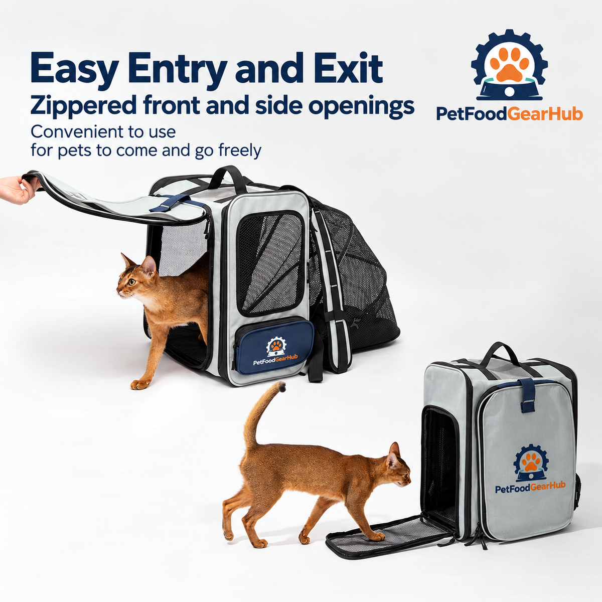 PetFoodGearHub Expandable Pet Backpack with Mesh Tent - Easy Entry and Exit Convenient to use