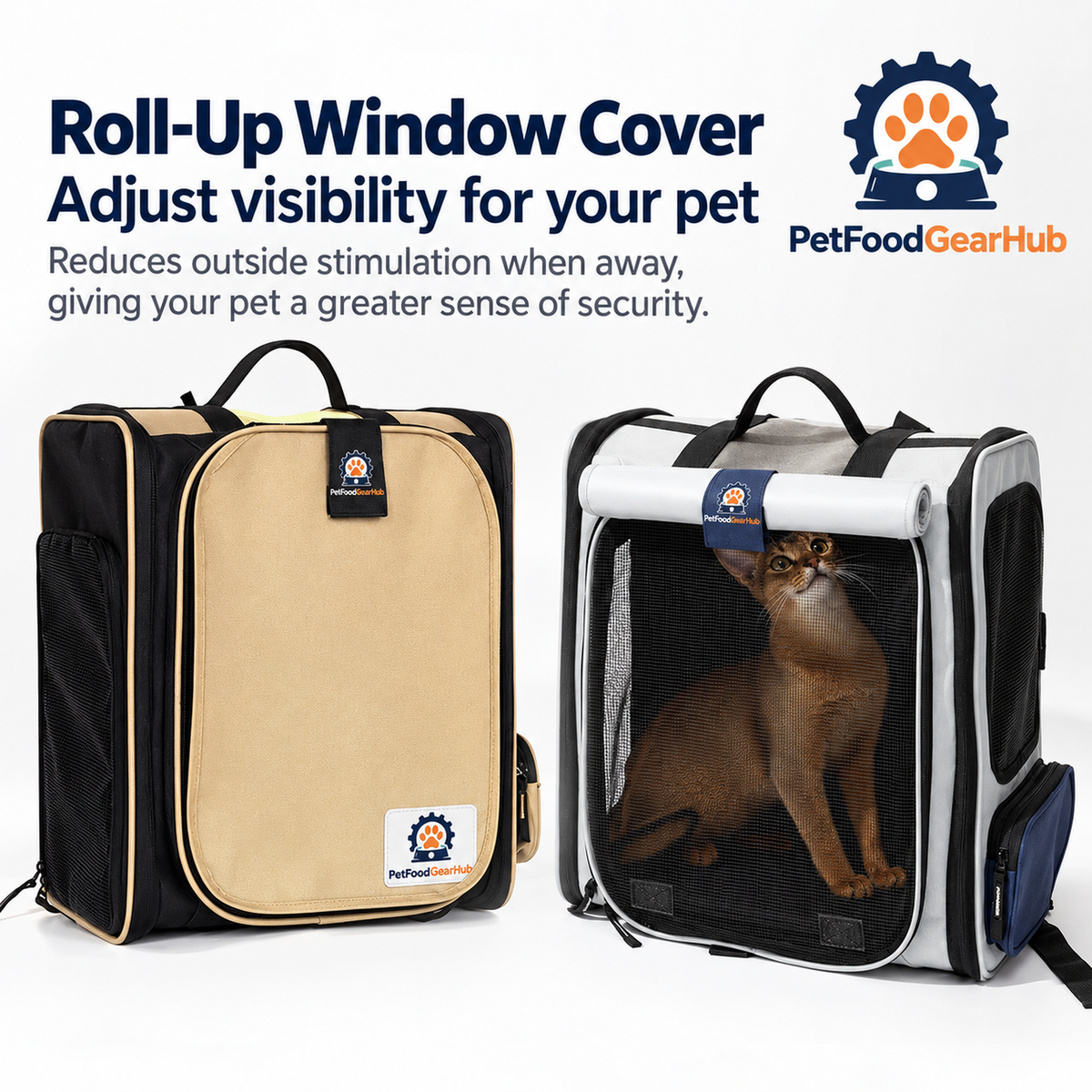 PetFoodGearHub Expandable Pet Backpack with Mesh Tent - Roll-Up Window Cover Adjust visibility for your pet