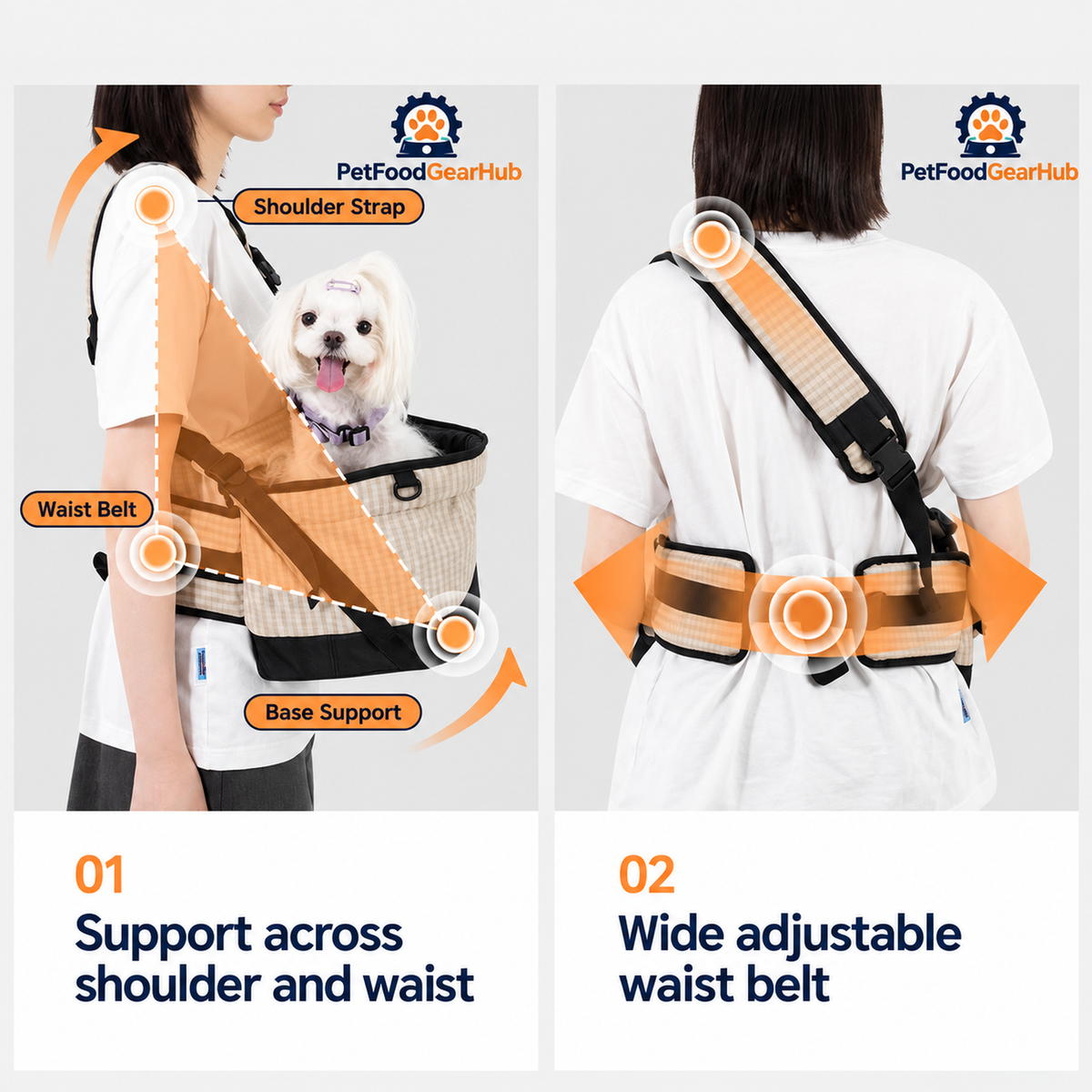 PetFoodGearHub Pet Hip Seat Carrier - Shoulder Strap Waist Belt