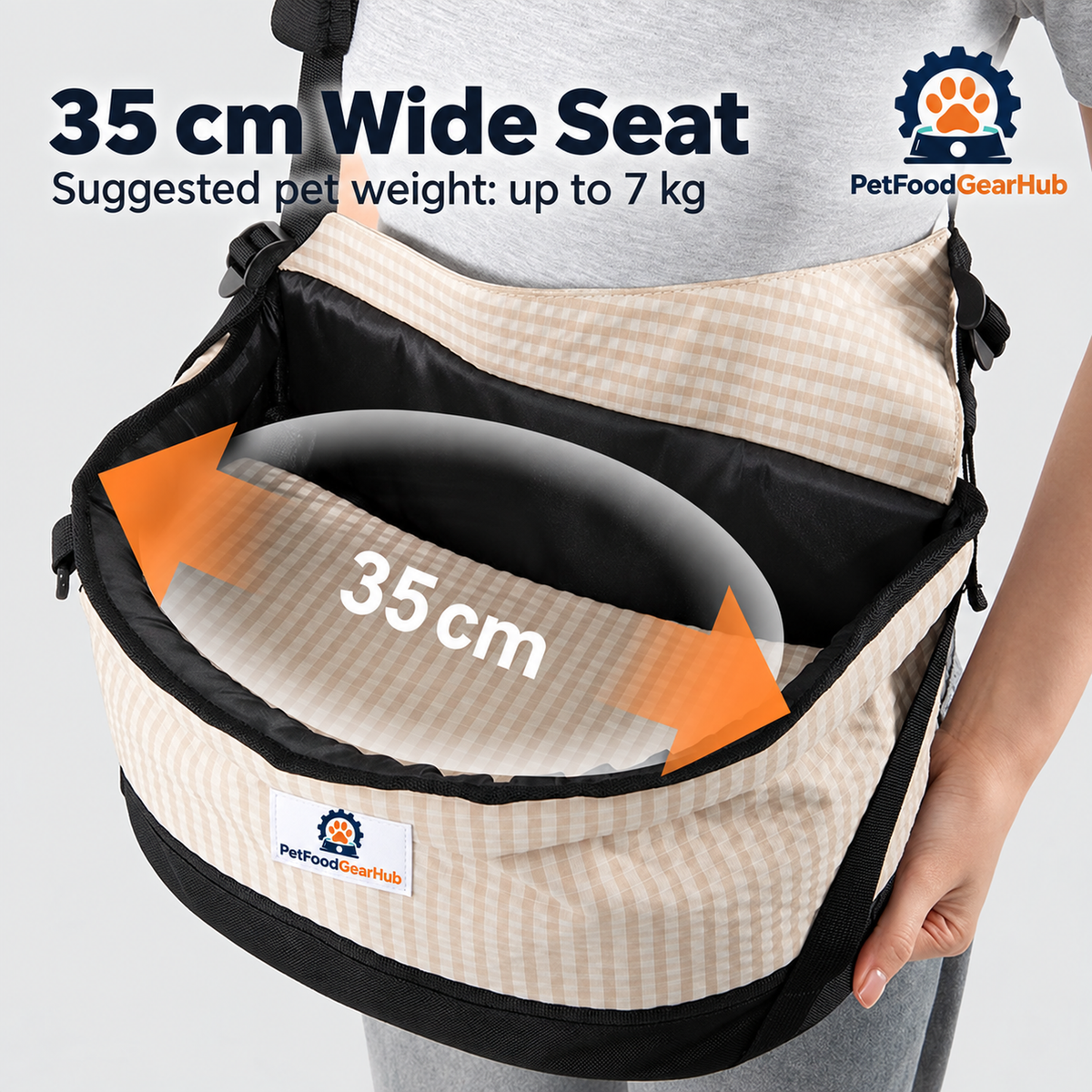 PetFoodGearHub Pet Hip Seat Carrier - 35 cm Wide Seat Suggested pet weight: up to 7 kg