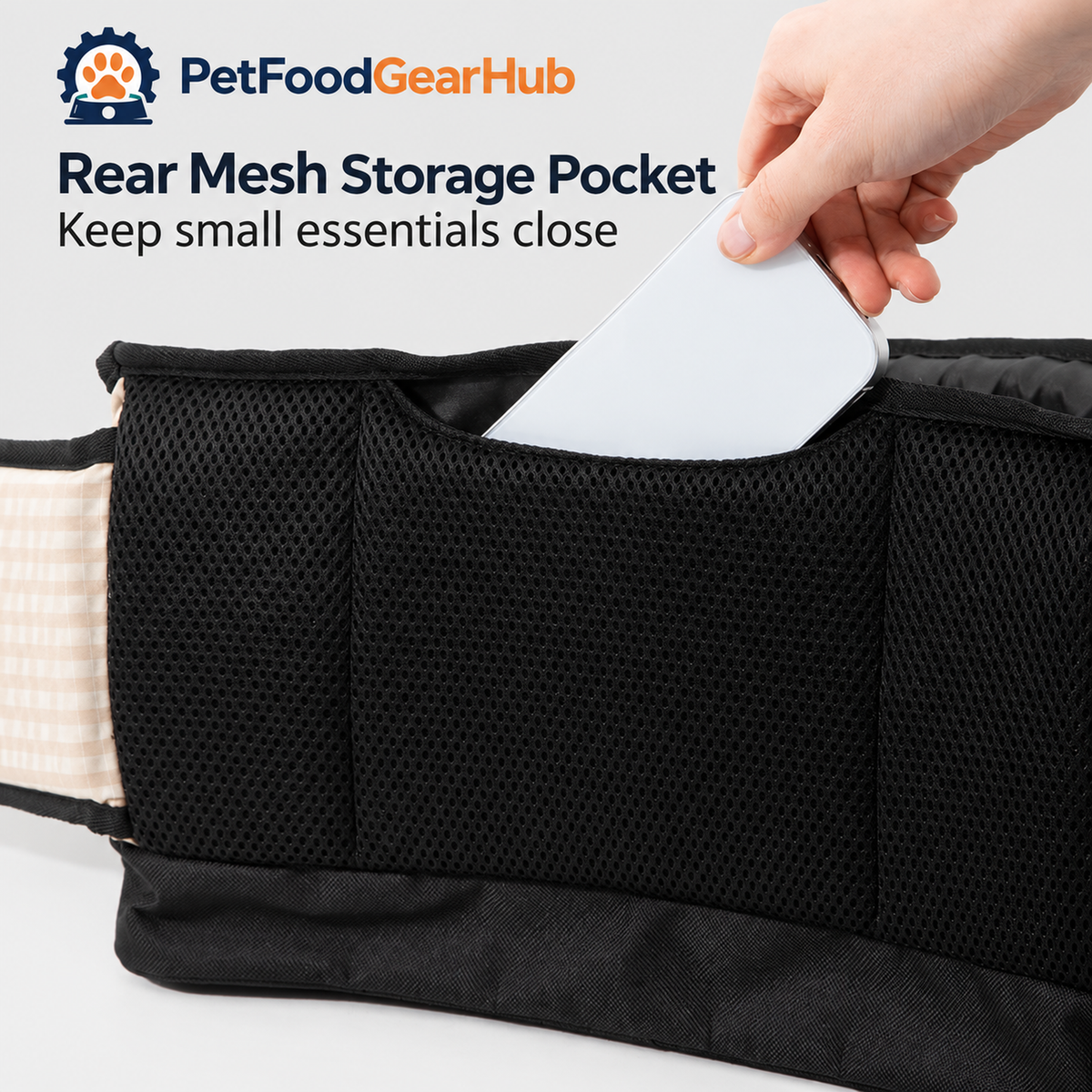 PetFoodGearHub Pet Hip Seat Carrier - Rear Mesh Storage Pocket Keep small essentials close