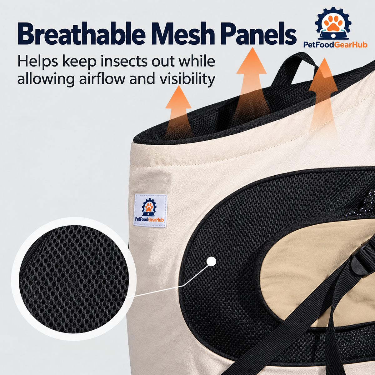 PetFoodGearHub Front Pet Carrier with Cross-Back Straps - Breathable mesh side panels