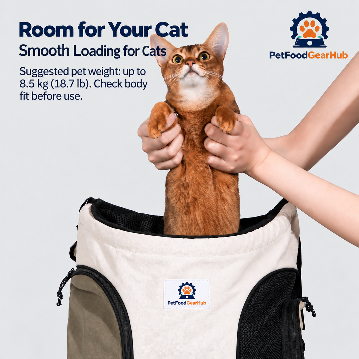 PetFoodGearHub Front Pet Carrier with Cross-Back Straps - Milk Tea Brown - Room for Your Cat Smooth Loading for Cats