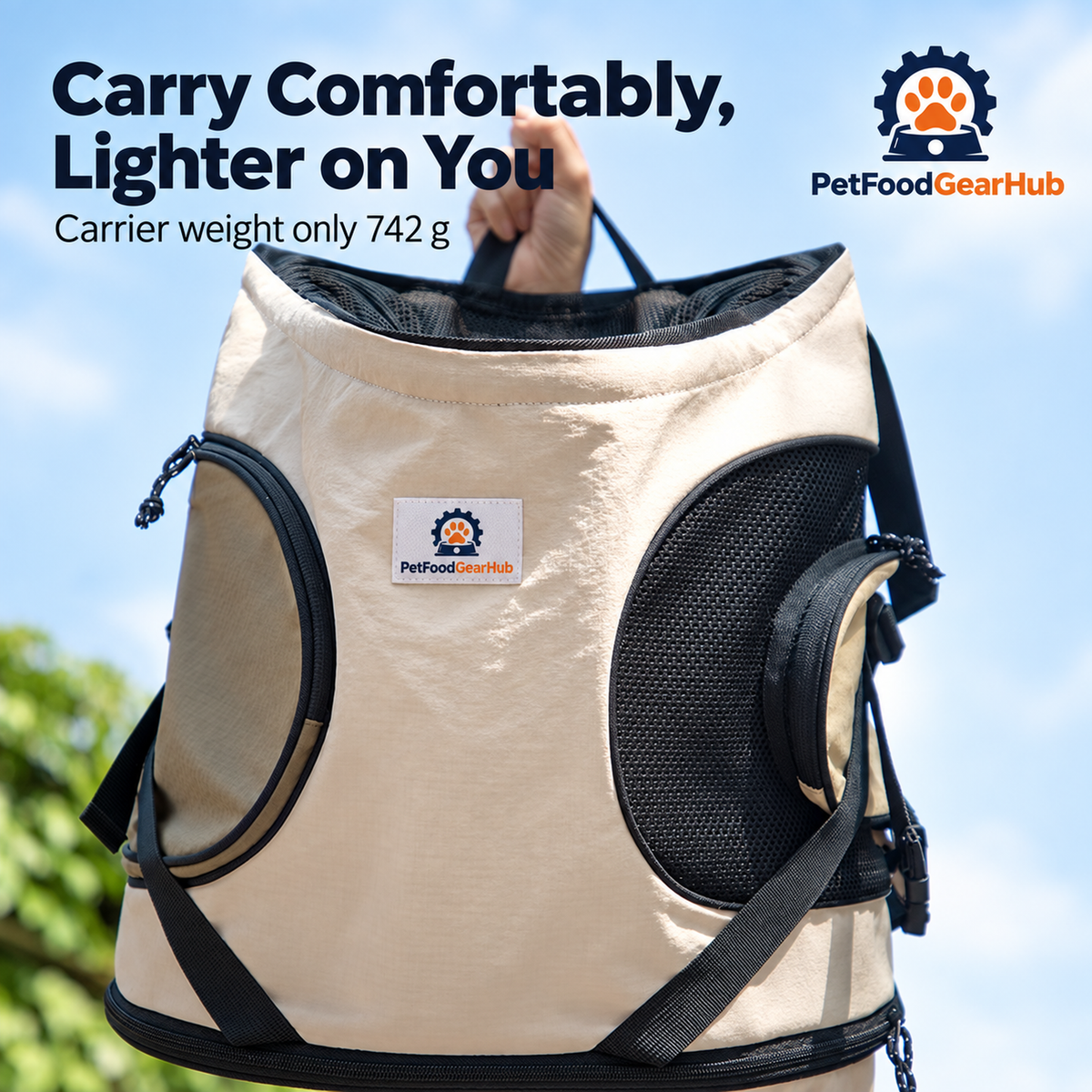 PetFoodGearHub Front Pet Carrier with Cross-Back Straps - Milk Tea Brown - Carry Comfortably, Lighter on You