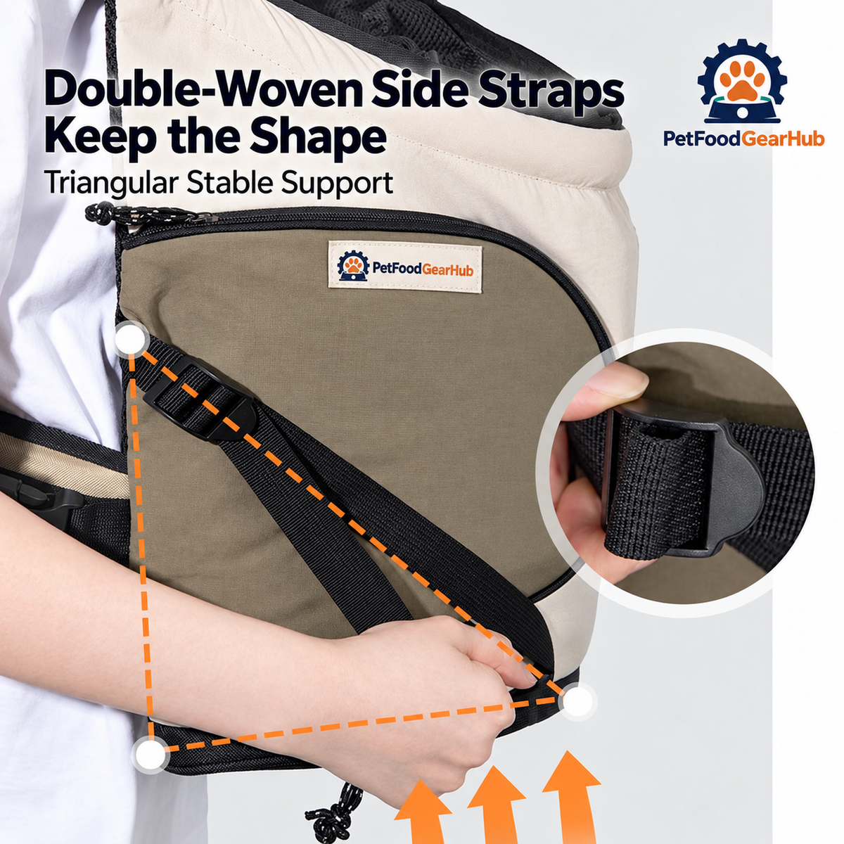 PetFoodGearHub Front Pet Carrier with Cross-Back Straps - Milk Tea Brown - Double-Woven Side Straps Keep the Shape