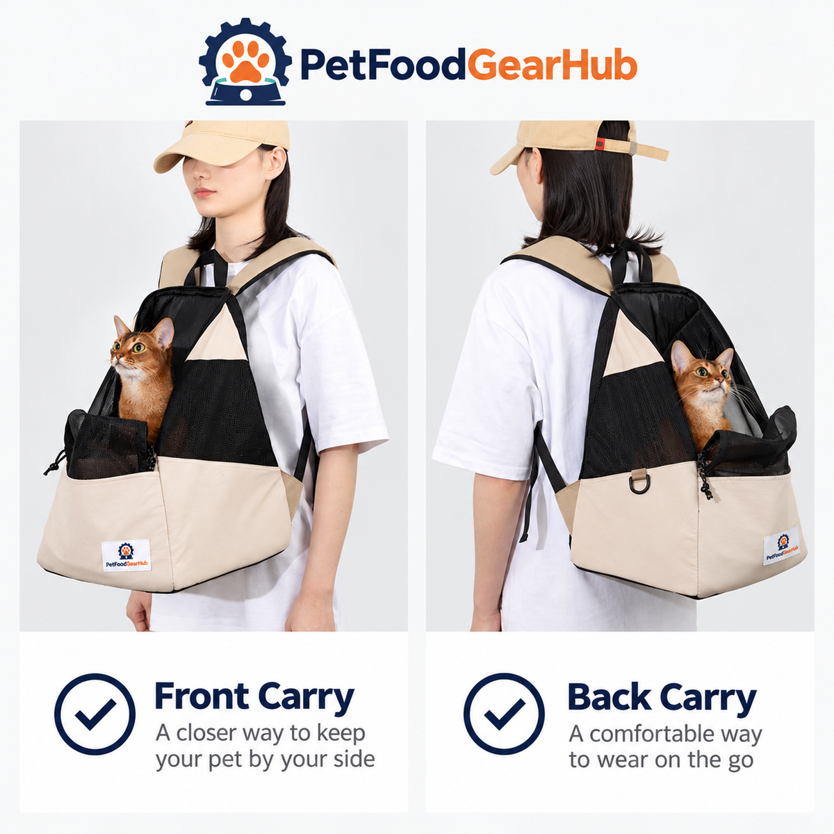 PetFoodGearHub Lightweight Pet Backpack - Front and back carrying positions