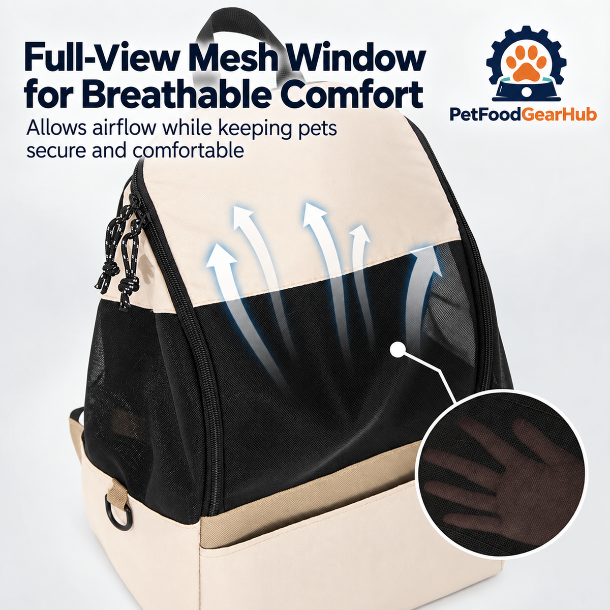 PetFoodGearHub Lightweight Pet Backpack - Milk Tea Brown - Full-View Mesh Window for Breathable Comfort