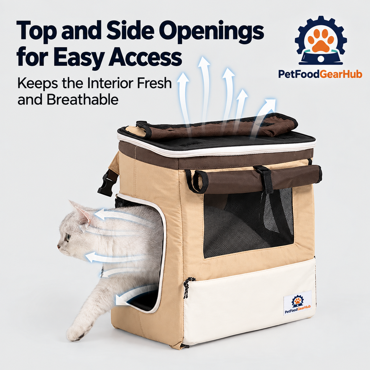 PetFoodGearHub Expandable Pet Backpack with Optional Trolley - Top and Side Openings for Easy Access