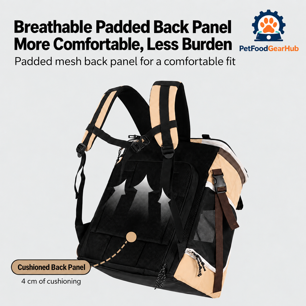 PetFoodGearHub Expandable Pet Backpack with Optional Trolley - Breathable Padded Back Panel More Comfortable, Less Burden