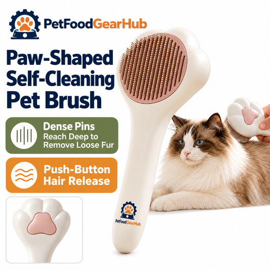 PetFoodGearHub Paw-Shaped Self-Cleaning Pet Brush