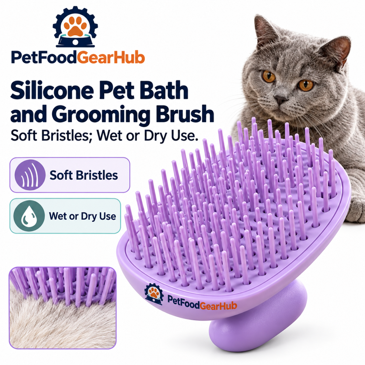 PetFoodGearHub Silicone Pet Bath and Grooming Brush