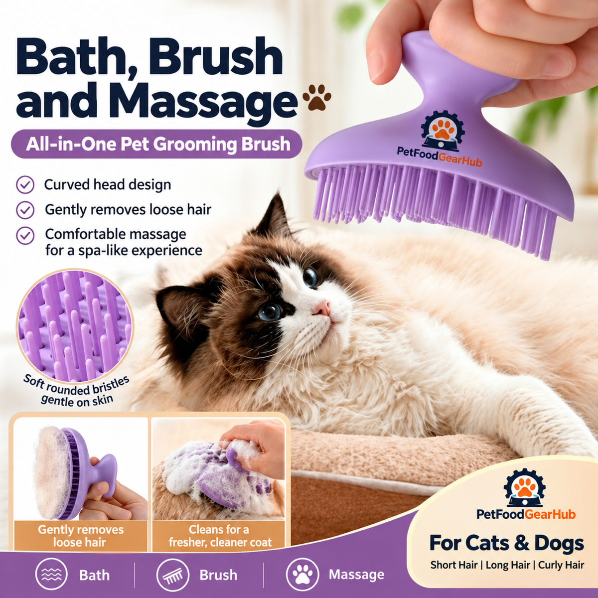 PetFoodGearHub Bath, Brush and Massage