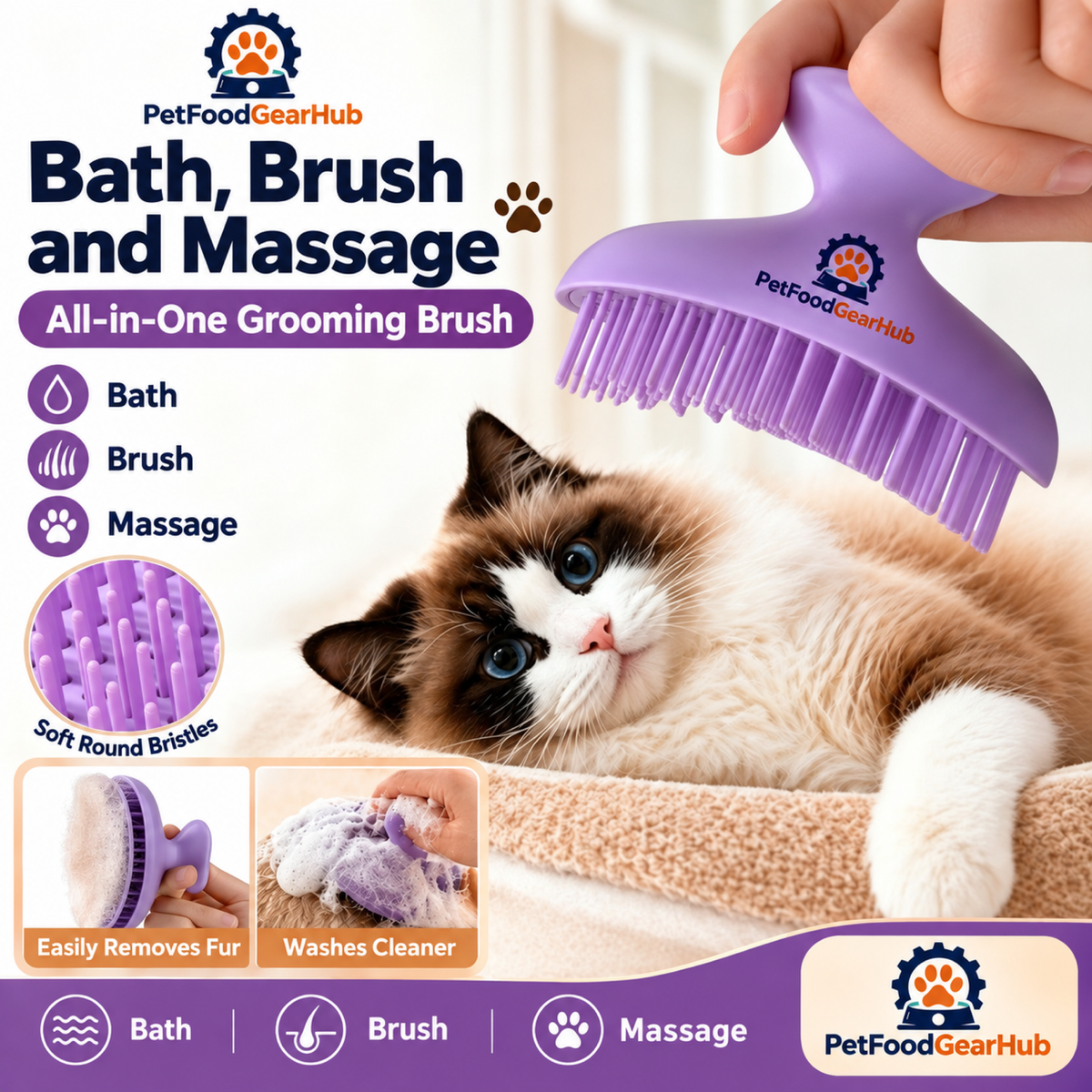 PetFoodGearHub Bath, Brush and Massage