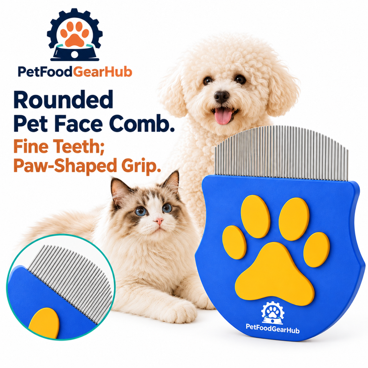 PetFoodGearHub Rounded Pet Face Comb