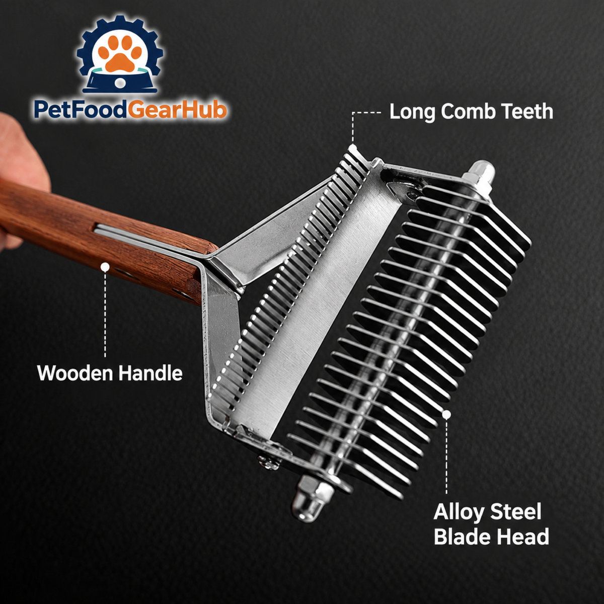 PetFoodGearHub Long Comb Teeth; Wooden Handle; Alloy Steel Blade Head