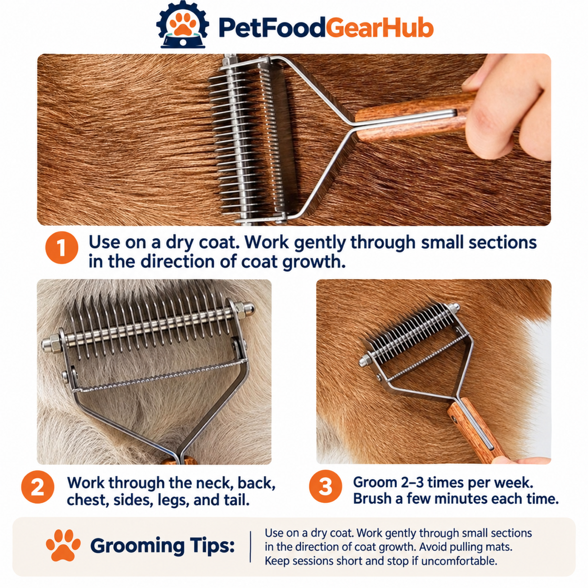 PetFoodGearHub Grooming Tips: Use on a dry coat