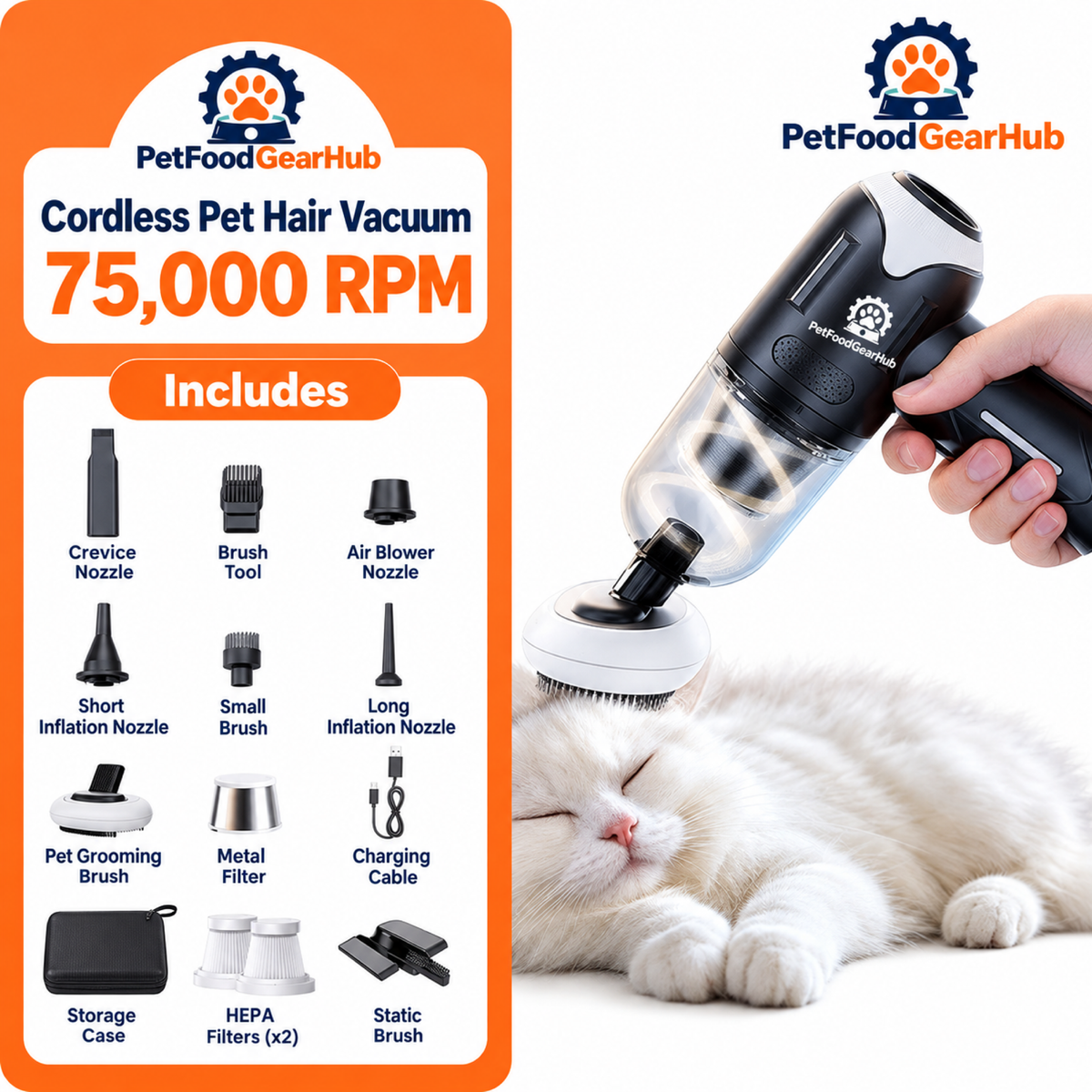 PetFoodGearHub Cordless Pet Hair Vacuum