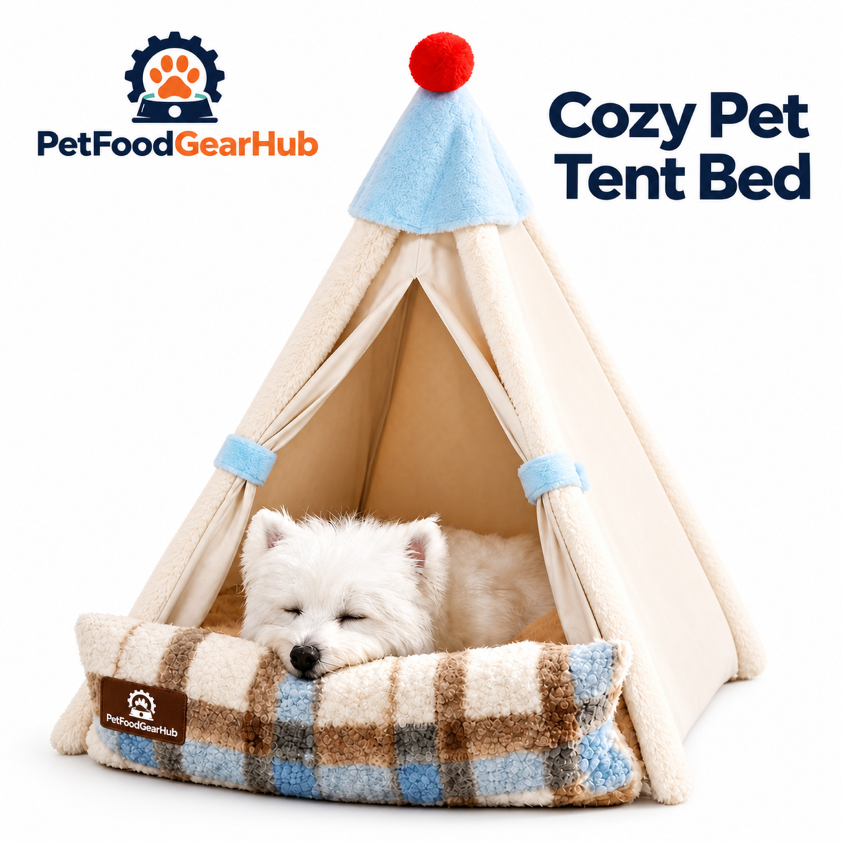 PetFoodGearHub Pet Tent Bed with Removable Cushion - product view