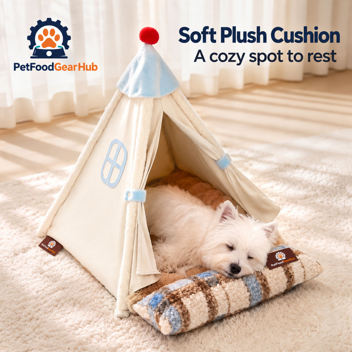 PetFoodGearHub Pet Tent Bed with Removable Cushion - product details
