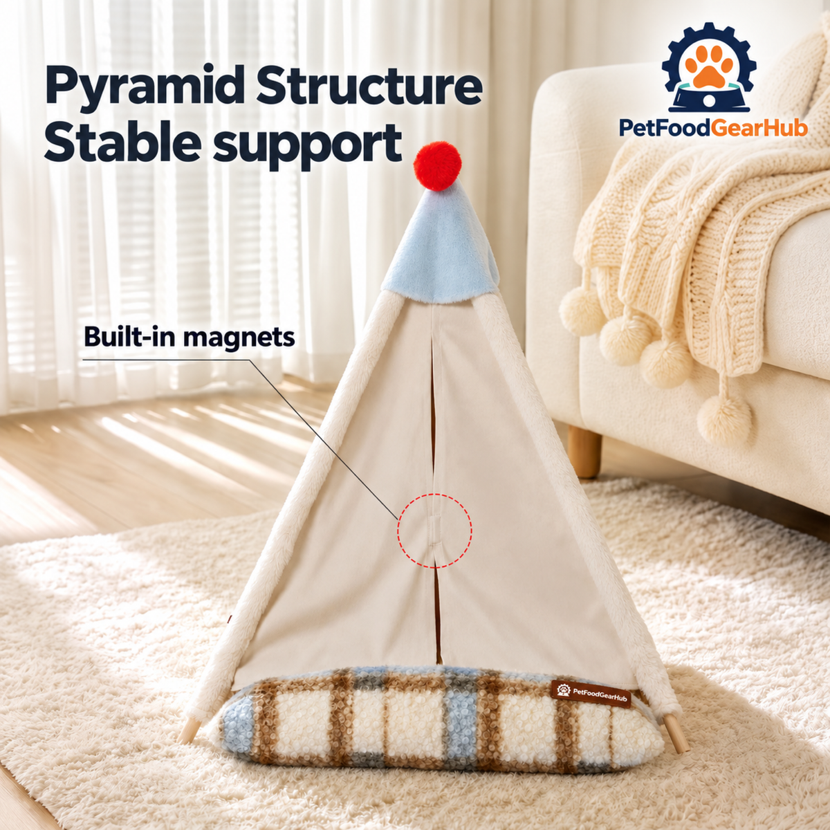PetFoodGearHub Pet Tent Bed with Removable Cushion - product details