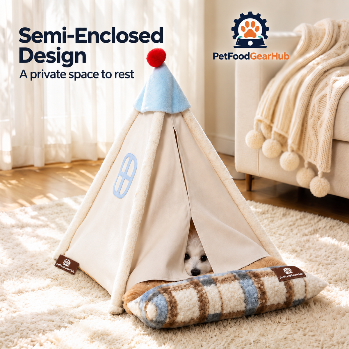 PetFoodGearHub Pet Tent Bed with Removable Cushion - product details