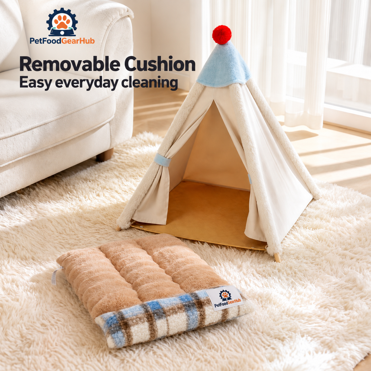 PetFoodGearHub Pet Tent Bed with Removable Cushion - product details