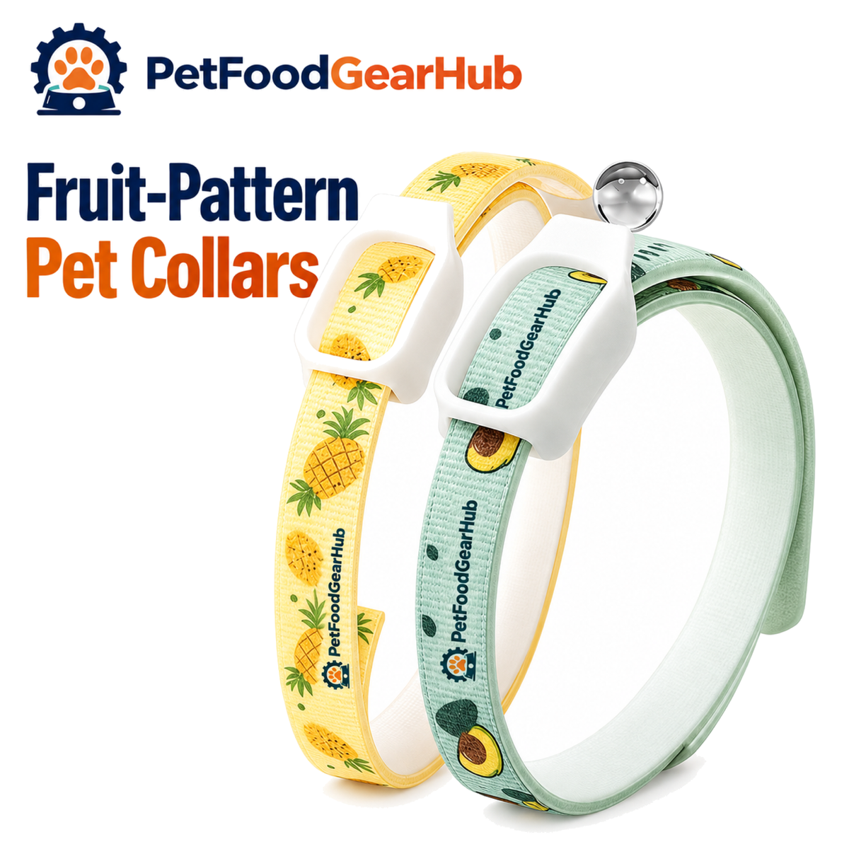 PetFoodGearHub pineapple and avocado patterned pet collars