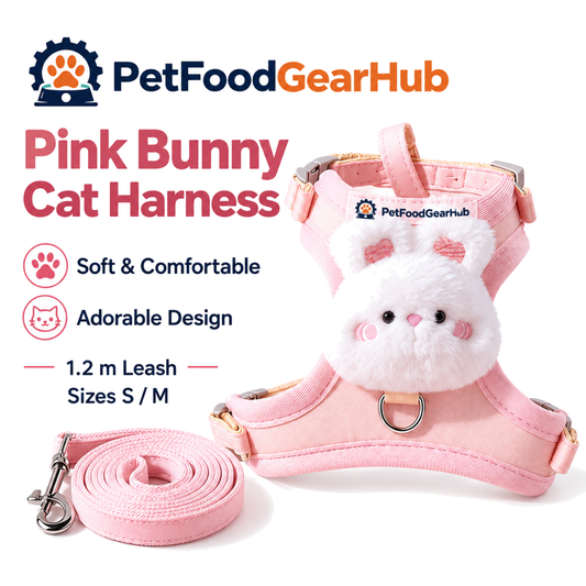 PetFoodGearHub pink bunny cat vest harness