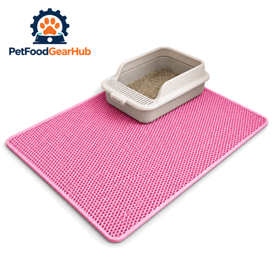 PetFoodGearHub pink honeycomb cat litter mat